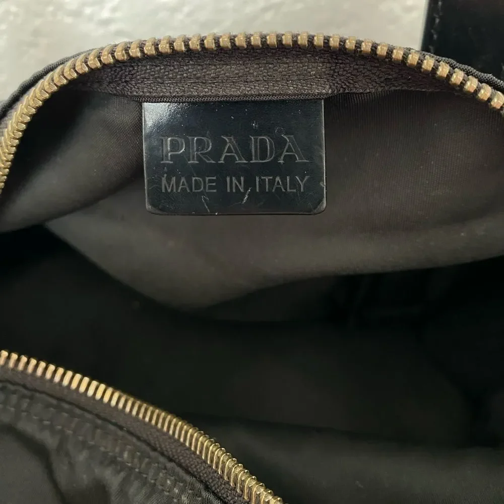 Prada black nylon duffle satchel bag